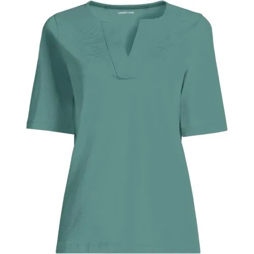 School Uniform Women's Supima Jersey Half Sleeve Splitneck Shirt
