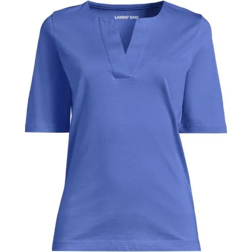 School Uniform Women's Supima Jersey Half Sleeve Splitneck Shirt