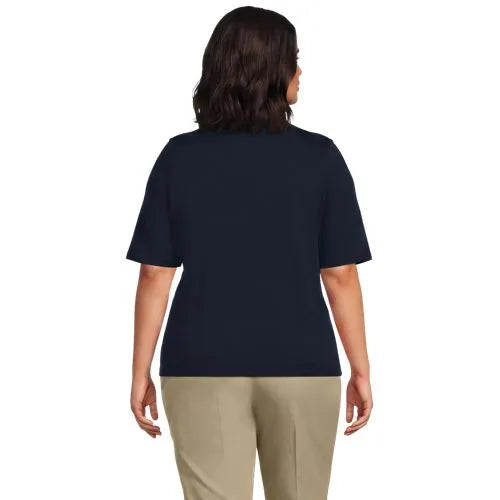 School Uniform Women's Supima Jersey Half Sleeve Splitneck Shirt