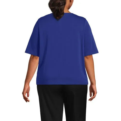 School Uniform Women's Supima Jersey Half Sleeve Splitneck Shirt