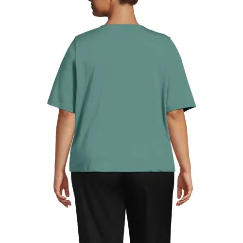 School Uniform Women's Supima Jersey Half Sleeve Splitneck Shirt