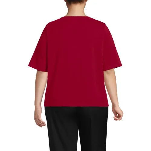 School Uniform Women's Supima Jersey Half Sleeve Splitneck Shirt