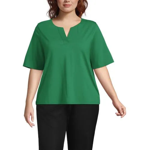 School Uniform Women's Supima Jersey Half Sleeve Splitneck Shirt