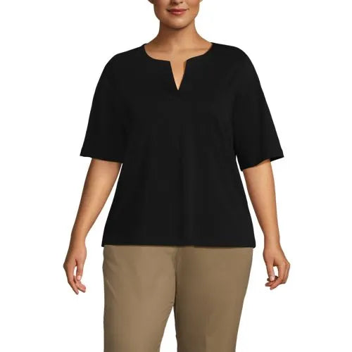 School Uniform Women's Supima Jersey Half Sleeve Splitneck Shirt