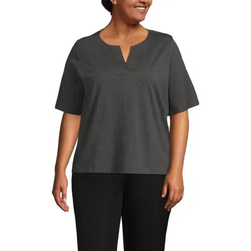 School Uniform Women's Supima Jersey Half Sleeve Splitneck Shirt