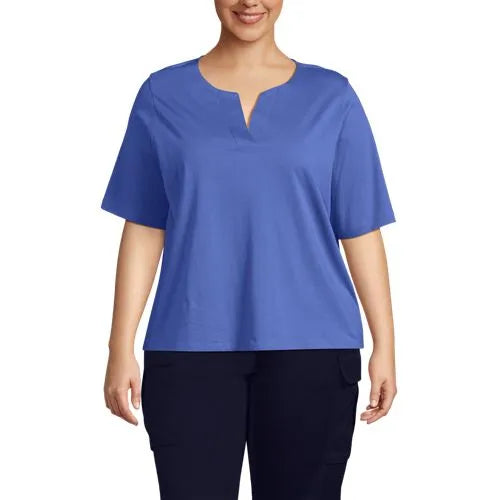 School Uniform Women's Supima Jersey Half Sleeve Splitneck Shirt
