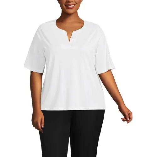 School Uniform Women's Supima Jersey Half Sleeve Splitneck Shirt