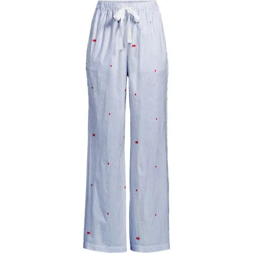 Women's Poplin Wide Leg Sleep Pants