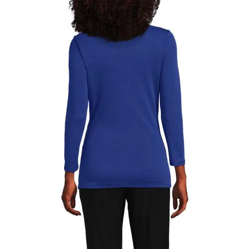 School Uniform Women's Supima Micro Modal 3/4 Vneck Surplice Tunic Top
