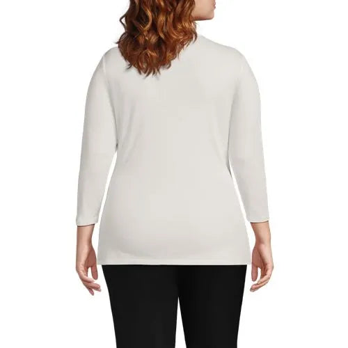 School Uniform Women's Supima Micro Modal 3/4 Vneck Surplice Tunic Top