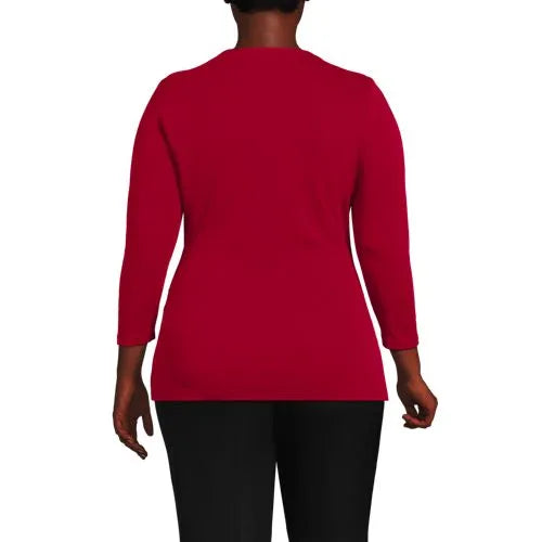 School Uniform Women's Supima Micro Modal 3/4 Vneck Surplice Tunic Top