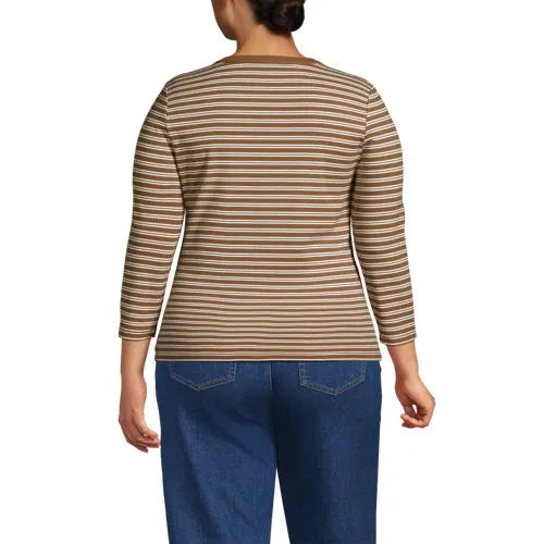 Women's 3/4 Sleeve Polished Rib Henley Top