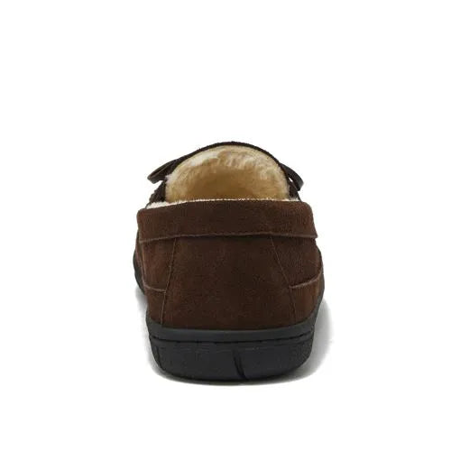 Men's Fuzzy Lined Lace Up Moccasin Slippers