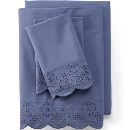300 Thread Count Cotton Percale Eyelet Bed Sheet Set