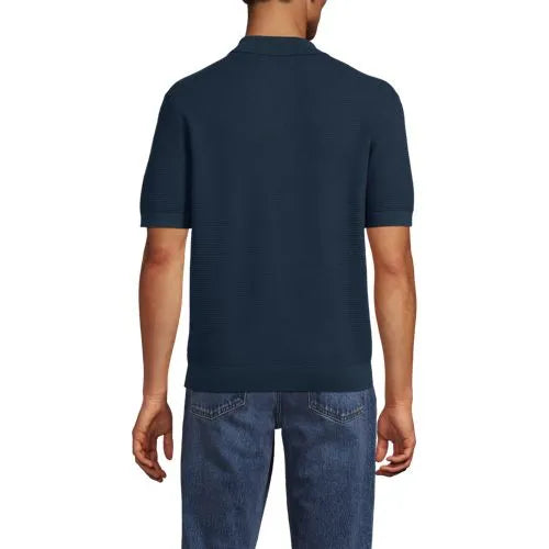 Men's Short Sleeve Fine Gauge Sweater Polo