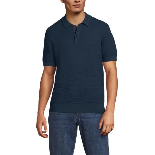 Men's Short Sleeve Fine Gauge Sweater Polo
