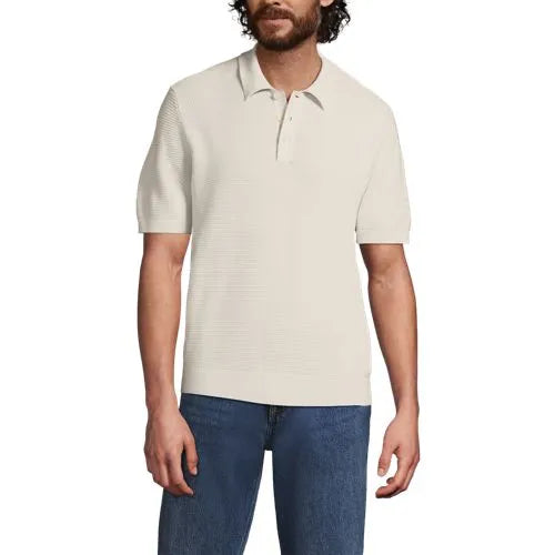 Men's Short Sleeve Fine Gauge Sweater Polo