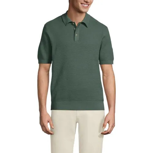 Men's Short Sleeve Fine Gauge Sweater Polo