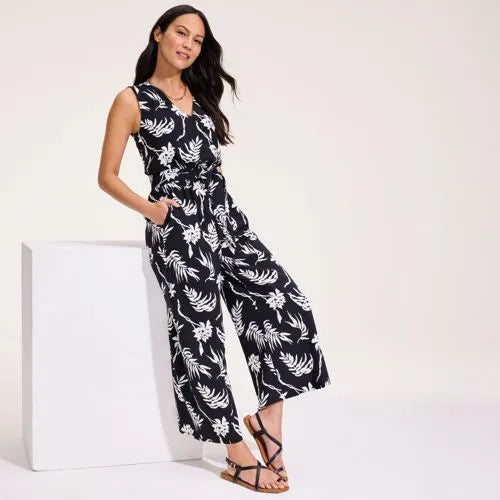 Women's Sleeveless Creaseless Wrap Jumpsuit with Smocked Waist