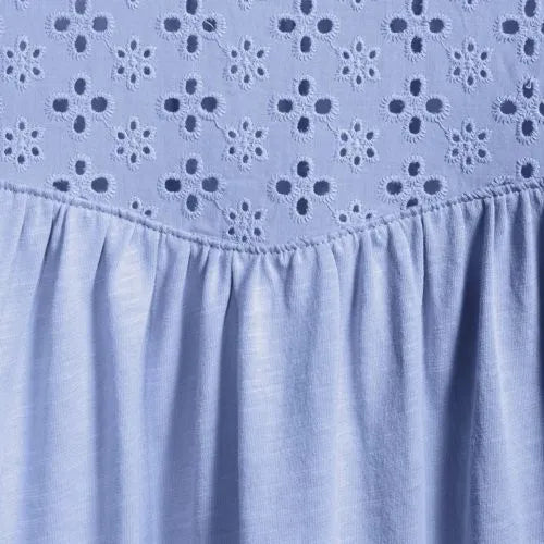 Women's 3/4 Sleeve Eyelet Mix Flowy Top