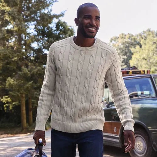 Men's Long Sleeve Drifter Cable Crewneck Sweater