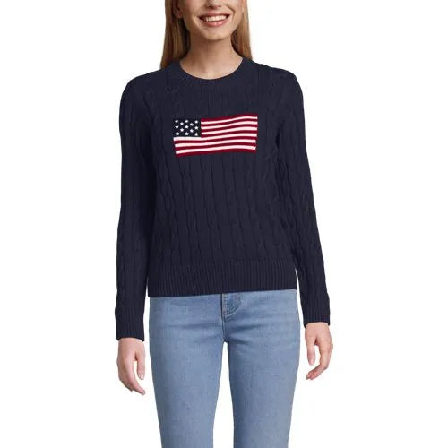 Women's American Flag Drifter Cable Sweater