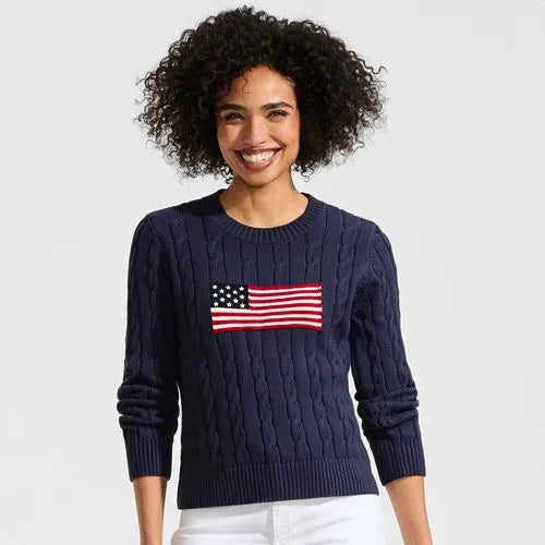 Women's American Flag Drifter Cable Sweater
