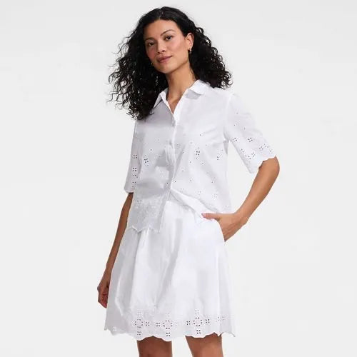 Women's Poplin Eyelet Mini Skirt