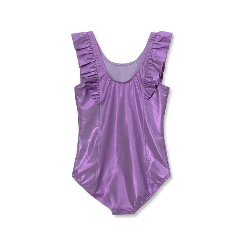 Girls Chlorine Resistant Scoop Neck Ruffle One Piece Swimsuit