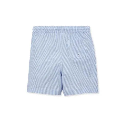 Boys Chlorine Resistant Seersucker Swim Trunks with Mesh Liner