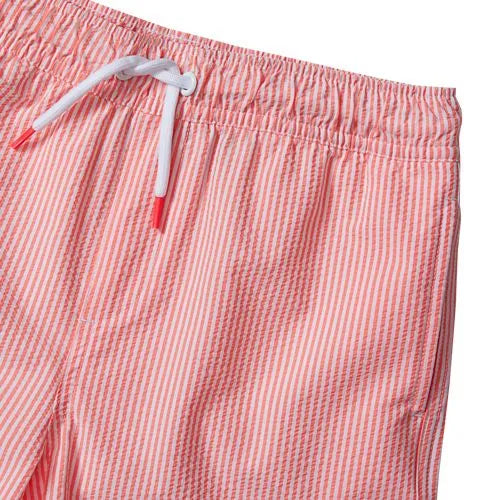 Boys Chlorine Resistant Seersucker Swim Trunks with Mesh Liner