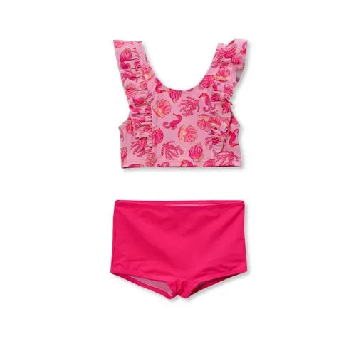 Girls Chlorine Resistant Ruffle Tankini Swimsuit Set