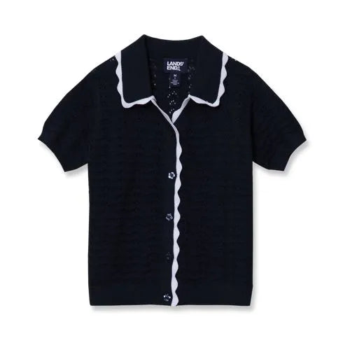 Girls Short Sleeve Collared Sweater