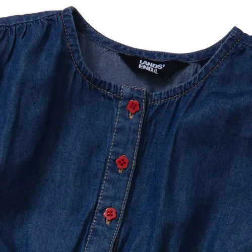 Girls Short Sleeve Lightweight Denim Dress