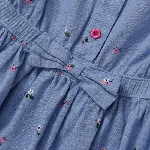Girls Short Sleeve Lightweight Denim Dress