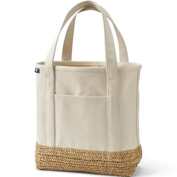 Medium Raffia Open Top Canvas Tote Bag