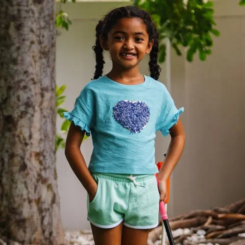 Girls Short Sleeve Ruffle Tee