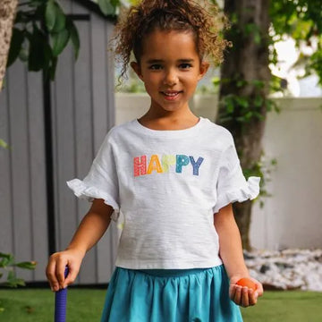 Girls Short Sleeve Ruffle Tee