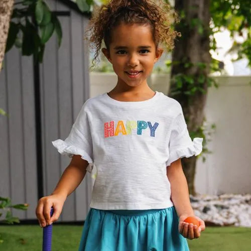 Girls Short Sleeve Ruffle Tee