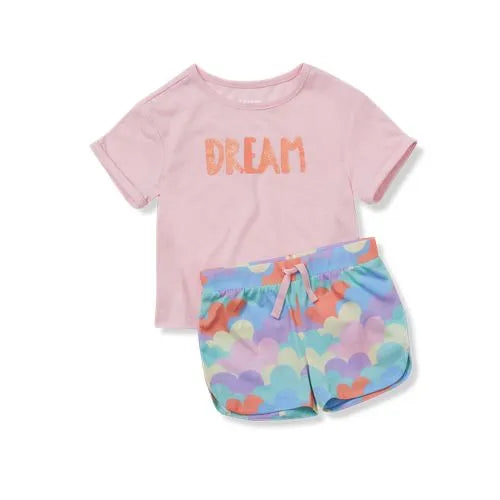 Girls Short Sleeve Tee and Shorts Pajama Set