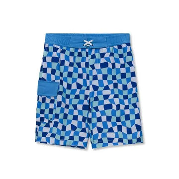 Boys Chlorine Resistant Stretch Printed Hydroliner Board Swim Trunks
