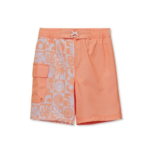 Boys Chlorine Resistant Stretch Printed Hydroliner Board Swim Trunks