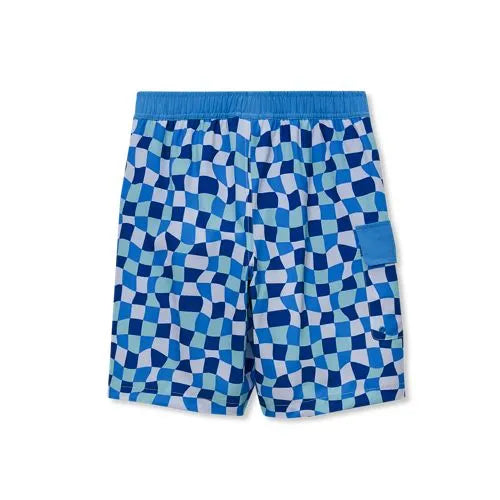 Boys Chlorine Resistant Stretch Printed Hydroliner Board Swim Trunks