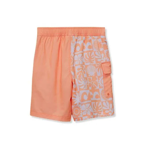 Boys Chlorine Resistant Stretch Printed Hydroliner Board Swim Trunks