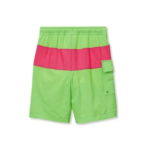 Boys Chlorine Resistant Colorblock Hydroliner Board Swim Trunks