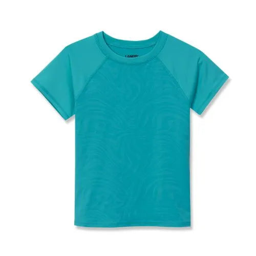Girls Chlorine Resistant Short Sleeve Magic Print Swim Rash Guard