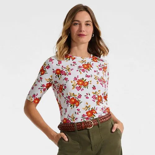 Women's Elbow Sleeve Crewneck Garden Tee- Sunshade UPF 50 Quick Dry