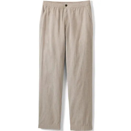 Men's Linen Cotton Elastic Waist Pant
