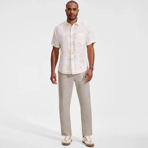 Men's Linen Cotton Elastic Waist Pant