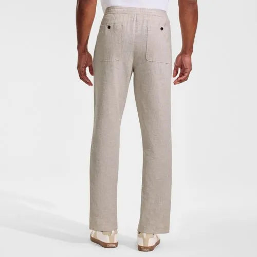 Men's Linen Cotton Elastic Waist Pant